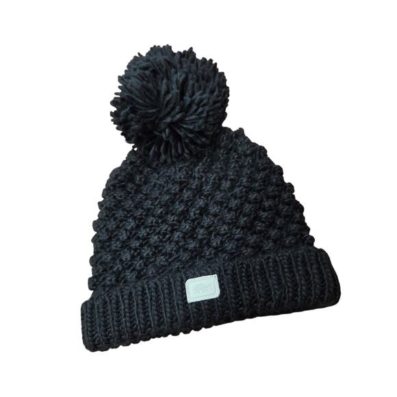 Turtle Fur Accessories - Turtle Fur Black Knit Pom-Pom Beanie Lined Size Adult